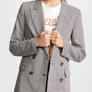 Wayf Finn Double-Breasted Checkered Blazer XS